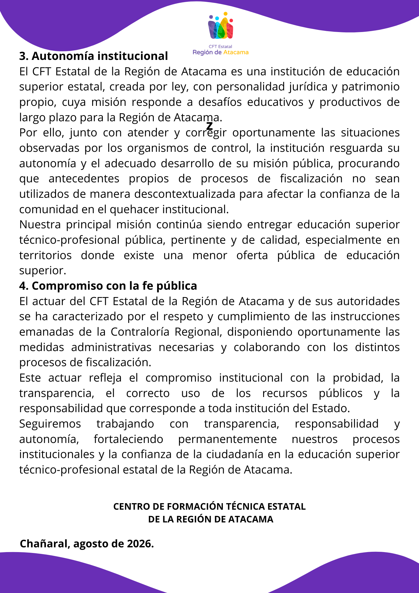 Segunda página del comunicado oficial